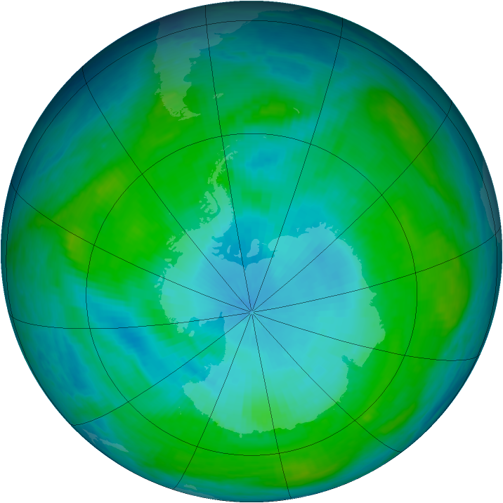 Antarctic ozone map for 30 January 1987